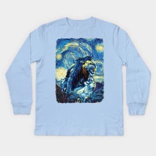 Mafia Lion Van Gogh Style Kids Long Sleeve T-Shirt